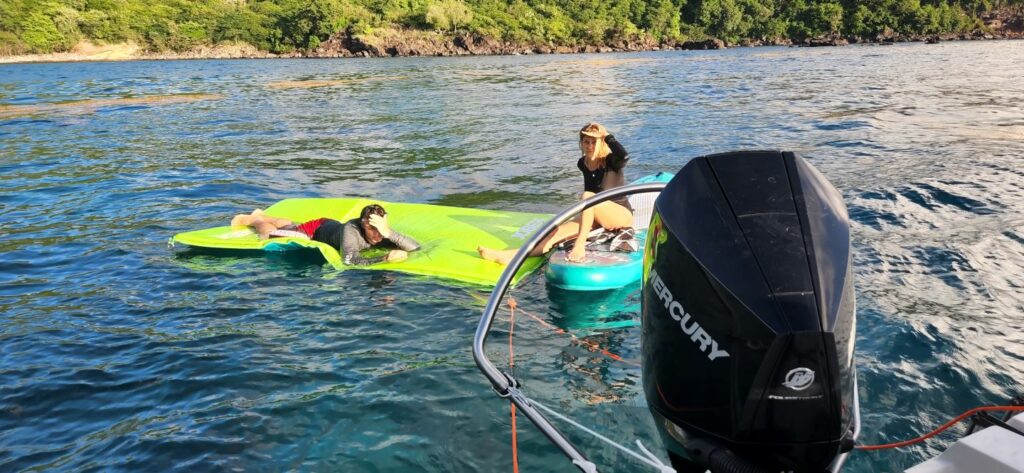 Tapis et paddle dans la mer des Caraïbes