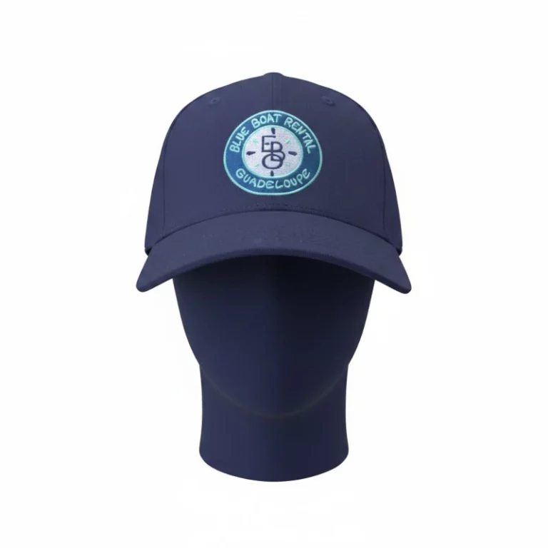 casquette bleue avec logo Blue Boat Rental
